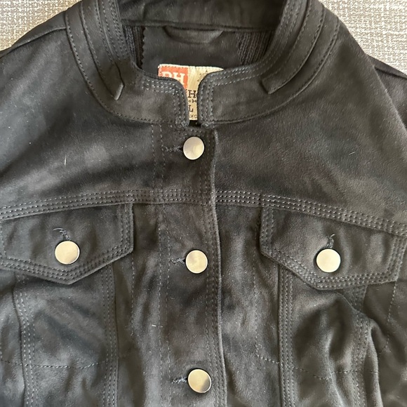 Ruff Hewn RH Fitted Faux Suede Knit jacket silver hardware size Large - Picture 3 of 10